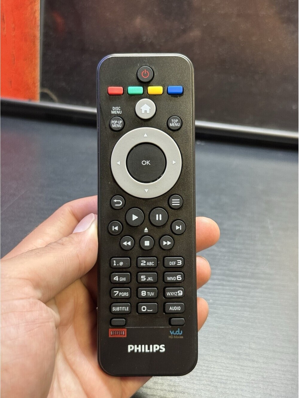 OEM Philips Blu-Ray DVD Player Remote Control Netflix Vudu Black Genuine